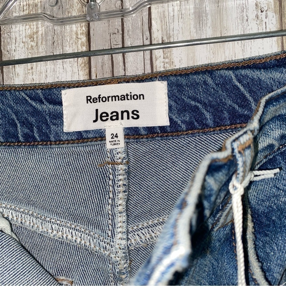 Reformation Liza Ultra High Rise Straight Jeans Size 24 NWT Sustainable Denim - Picture 11 of 12
